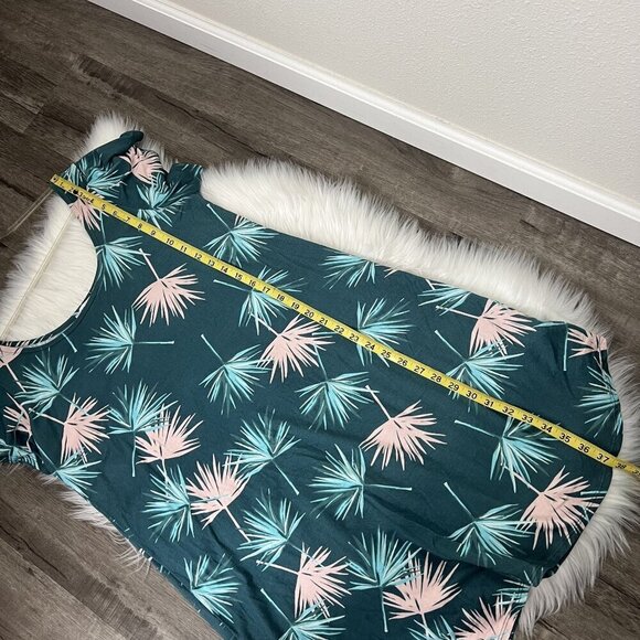 Vermilli Hawaii Island Seas Palm Print Short Sleeve Swing Dress - Picture 7 of 7